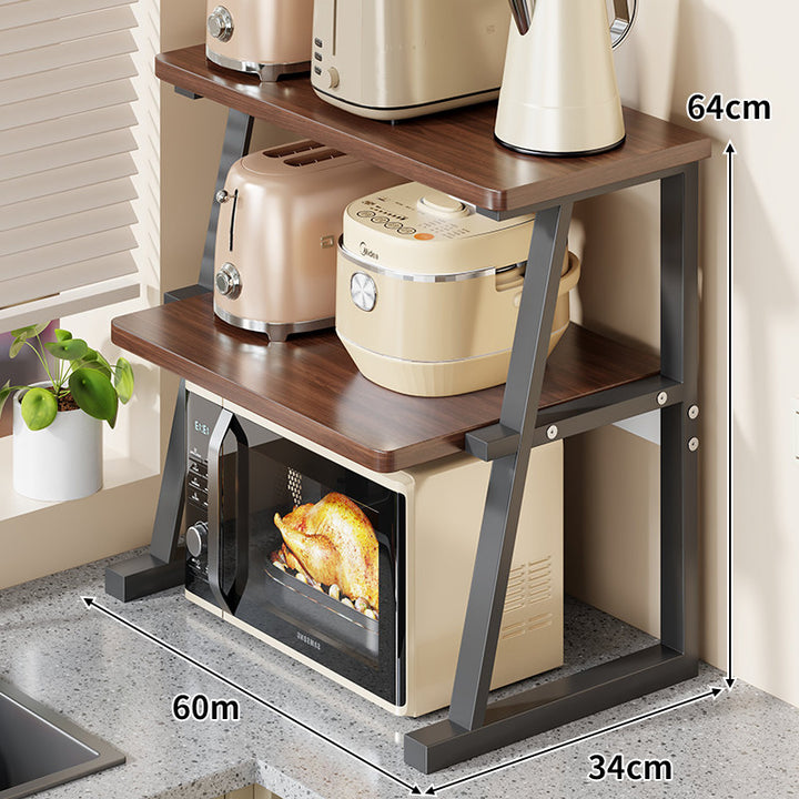 Two-Tier Compact Countertop Appliance Stand Elevated Shelf for Microwave and Small Kitchen Appliances