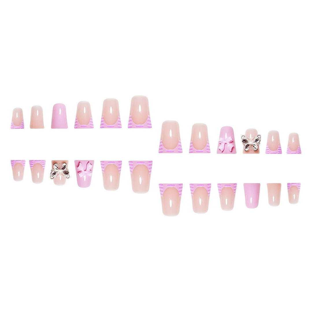Decorative Press-On Nail Art Set with Butterfly and Bow Accents Stornfield