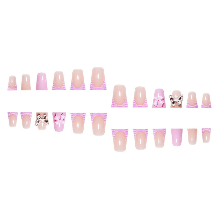 Decorative Press-On Nail Art Set with Butterfly and Bow Accents Stornfield