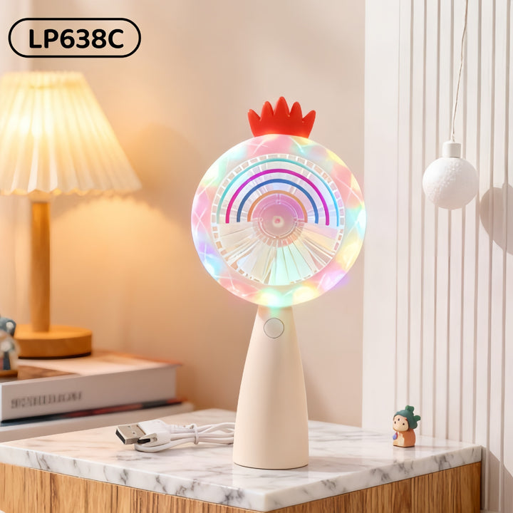 Women Portable USB Hand Fan with LED Lighting Stornfield