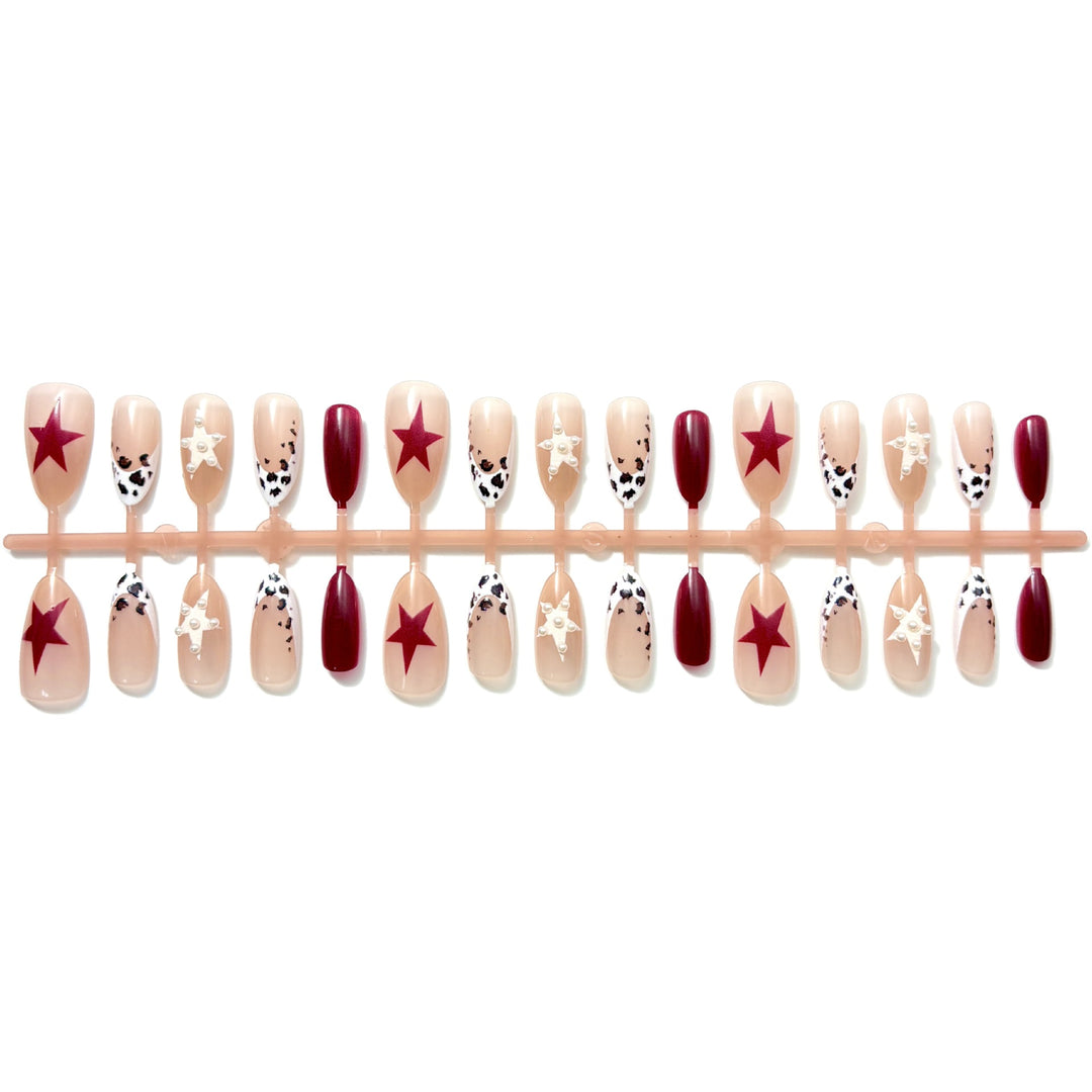 Stylish Press-On Nail Set with Artistic Designs