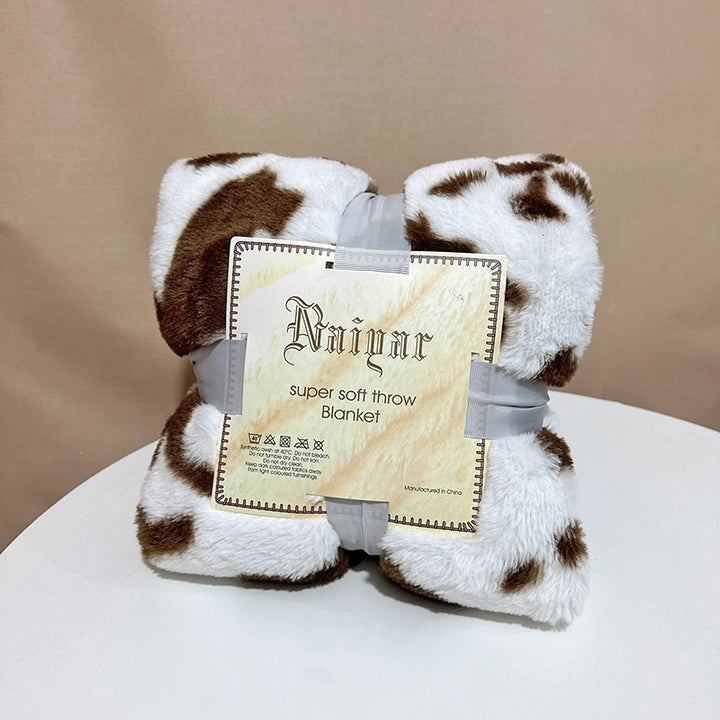 Ultra-Soft Cow Print Fleece Throw Blanket