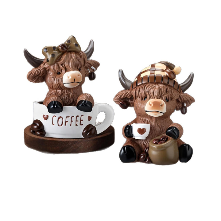 Decorative figure of a Highland cow with accessories Stornfield