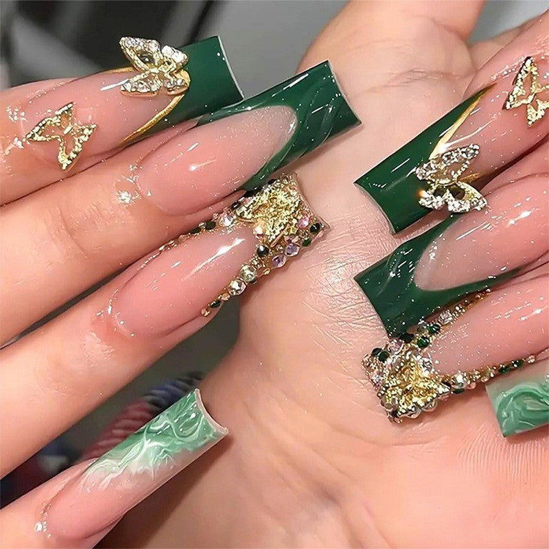 Glamorous artificial nail set with 3D bows and glitter details Stornfield