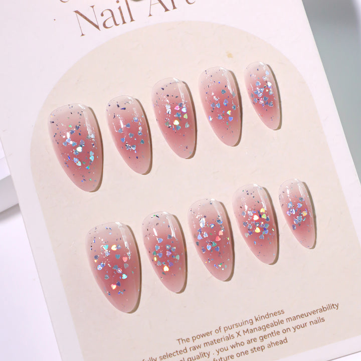 Glittering nail extensions with elegant V-design Stornfield