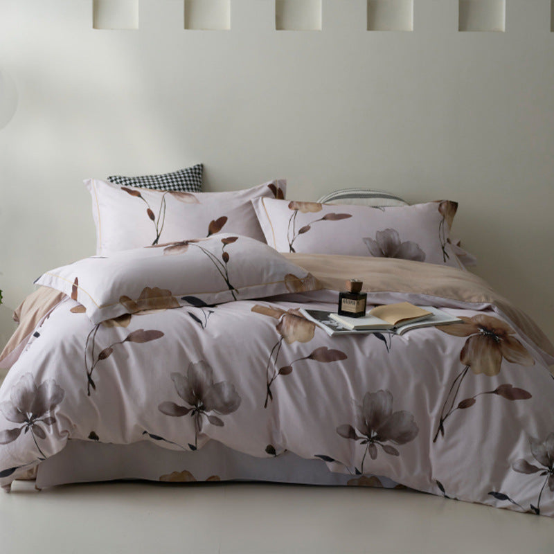 Bedding set made of cotton percale with geometric check pattern, breathable and easy to iron