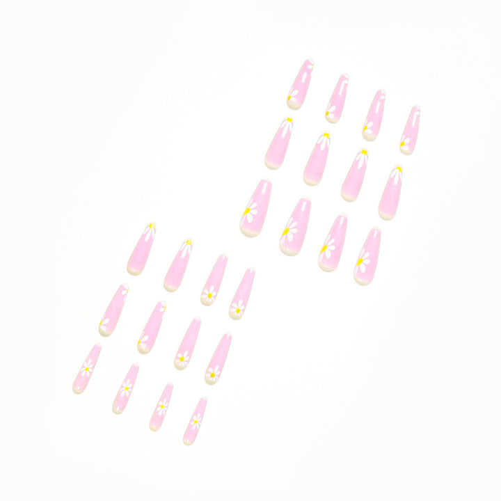 Artistic acrylic nails with flower decoration Stornfield