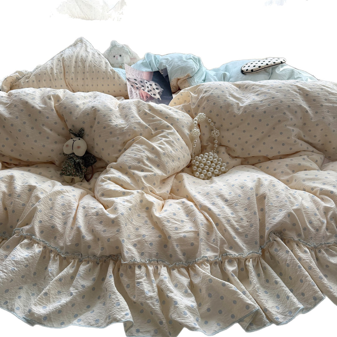 Ruffled Polka Dot Duvet Cover Set