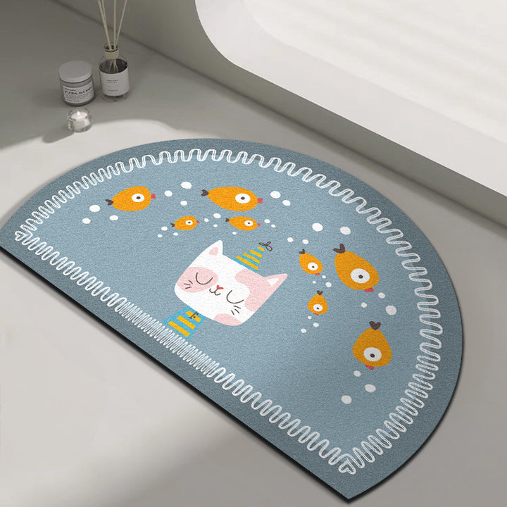 Playful Giraffe Themed Bath Mat