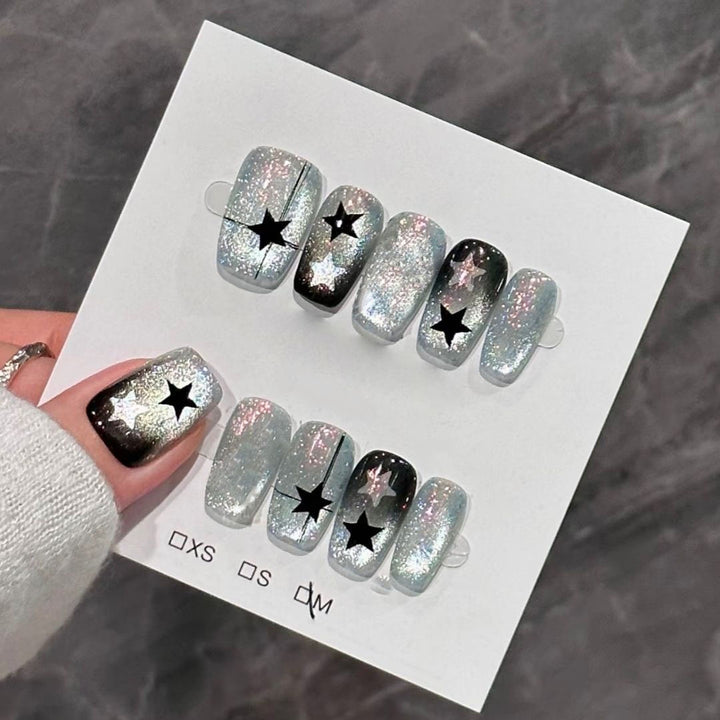 Artistic Star-Pattern Press-On Nail Set Stornfield