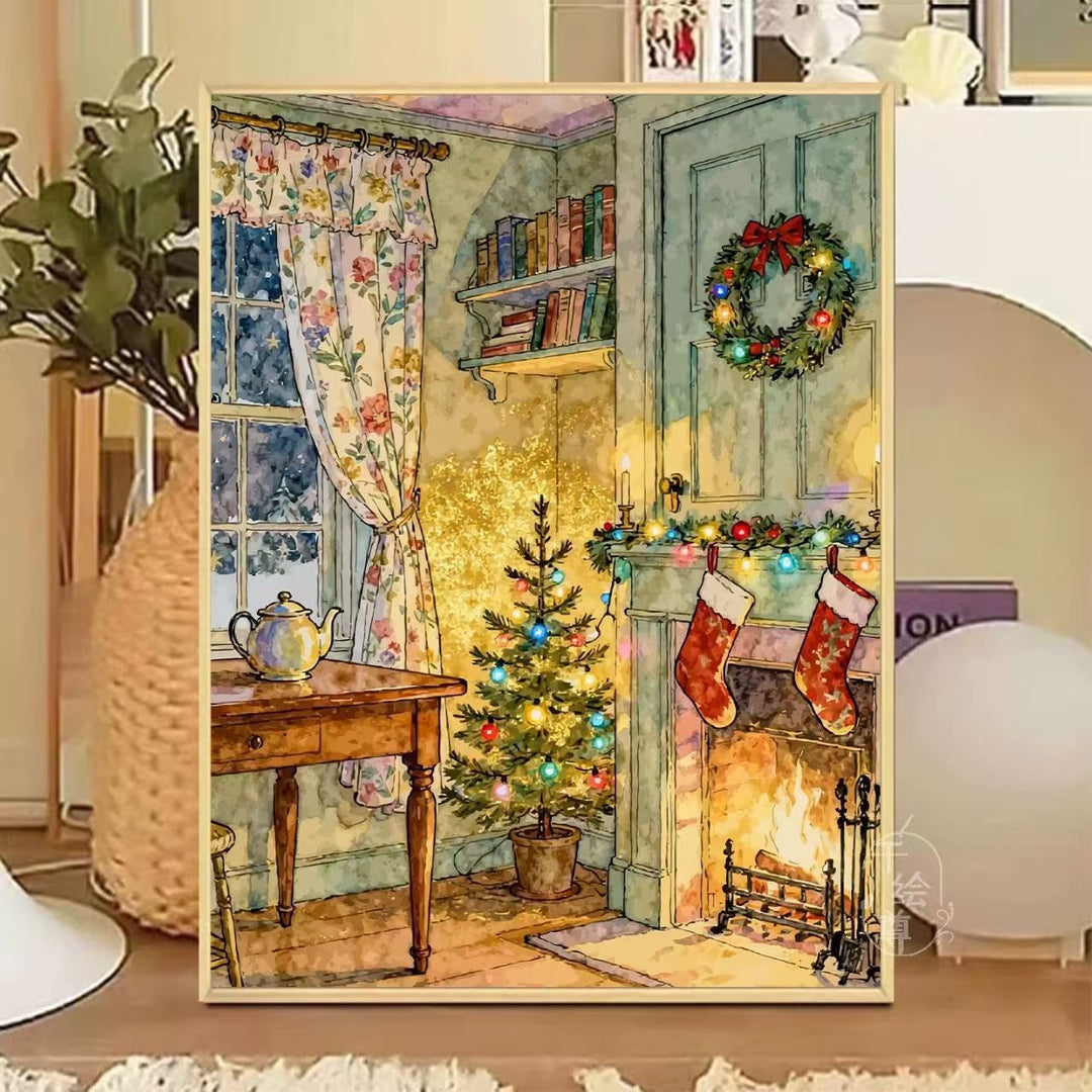 Cozy Winter-Themed Cafe Canvas Art Stornfield