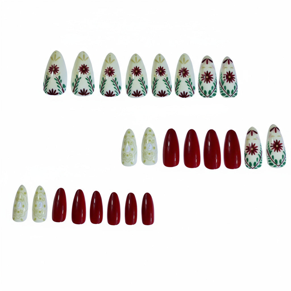 Artistic Floral Design Acrylic Nail Enhancements Stornfield