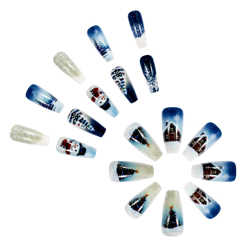 Winter-Themed Artistic Press-On Nails Stornfield