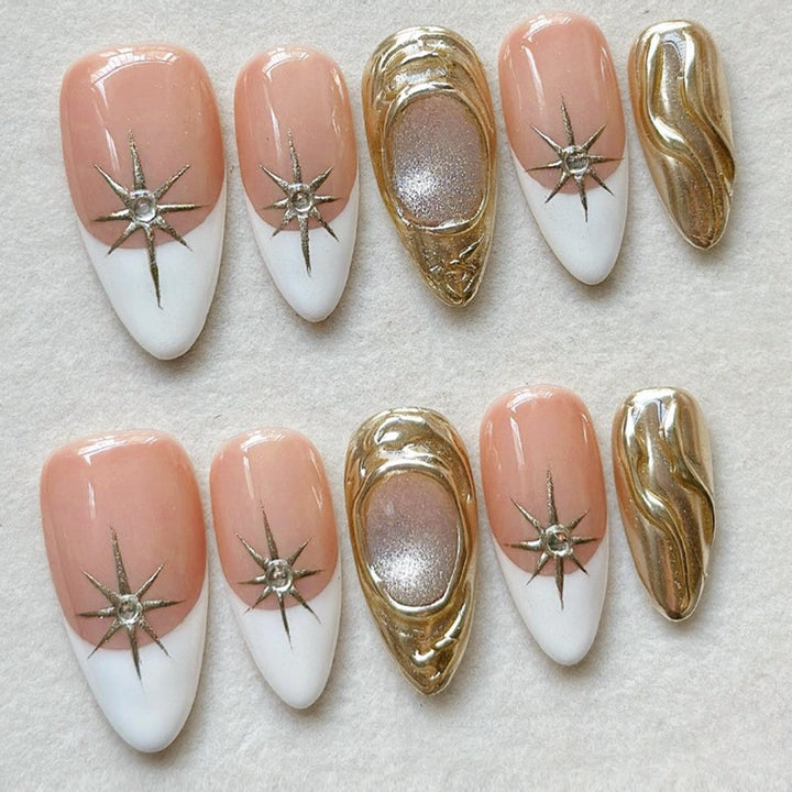 Acrylic nail set with luxurious flower decorations Stornfield