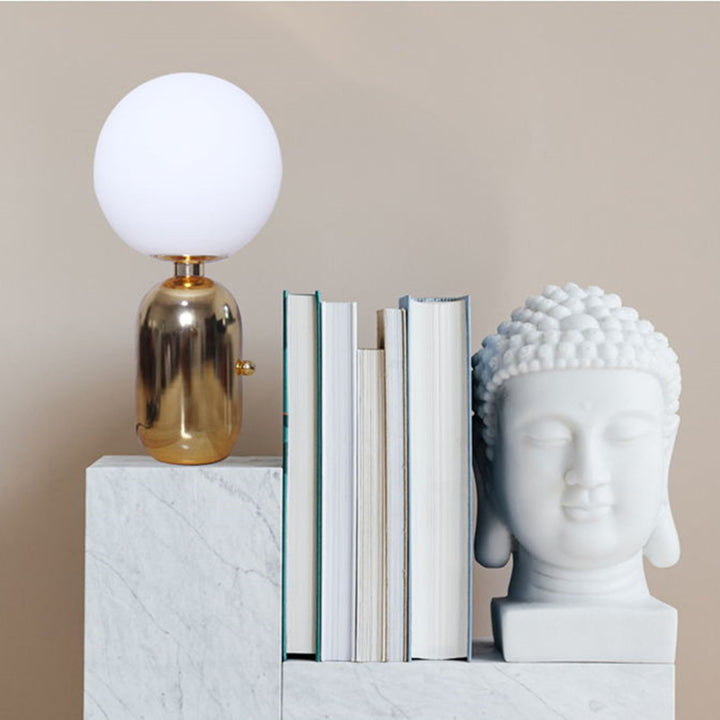 Contemporary Globe Table Lamp with Metallic Base
