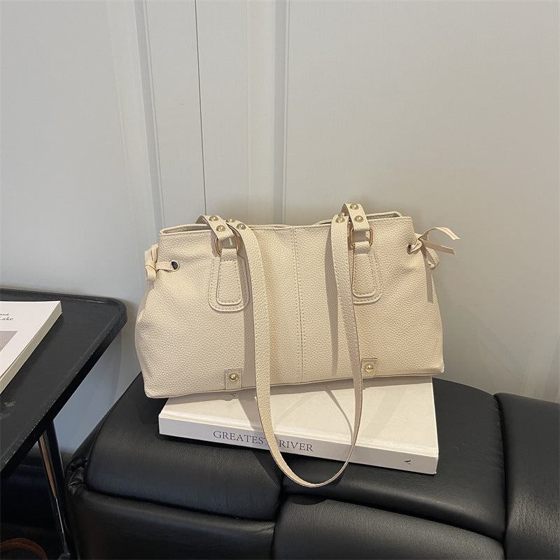 Textured Shoulder Tote Bag