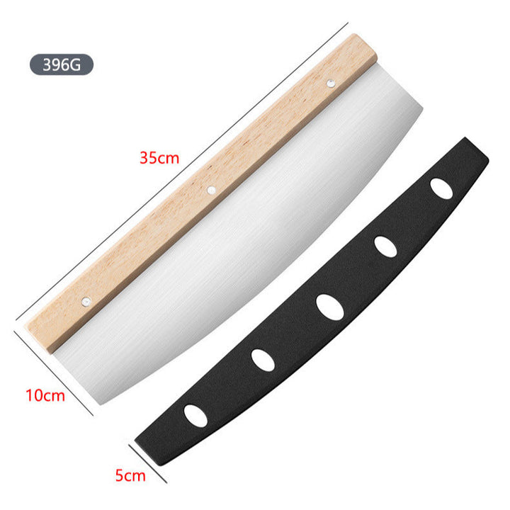 folding wooden handle aluminum pizza peel with removable dough scraper and bench knife set Stornfield