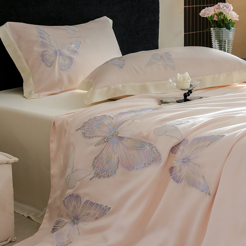 Embroidered Satin Duvet Cover Set