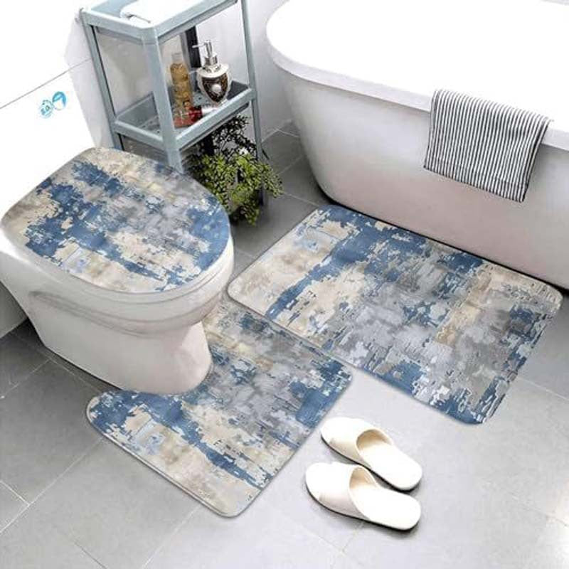 Geometric Pattern Bathroom Mat Set