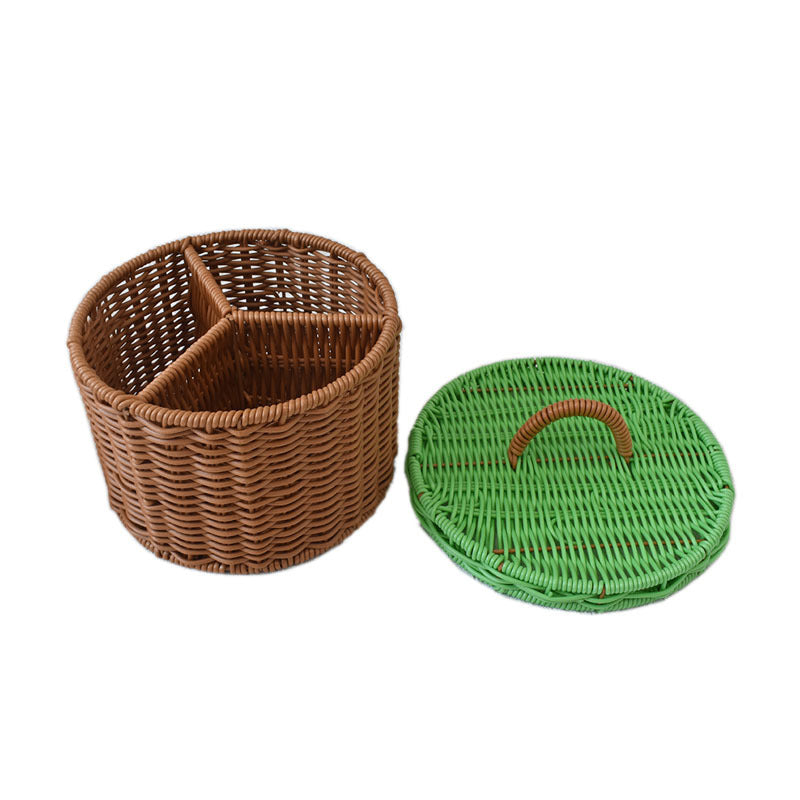 Triple-Compartment Woven Storage Basket Stornfield