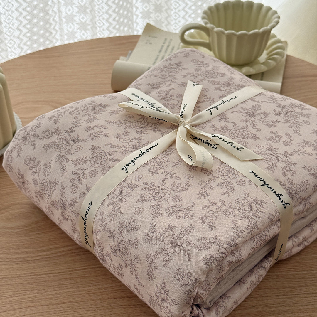 Floral-Print Cotton-Linen Duvet Cover Gift Set with Reversible Finish and Deep-Corner Ties