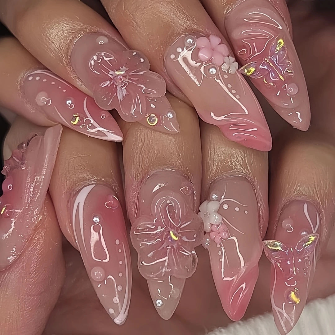 Artistic Infused Floral Press-On Nail Set Stornfield