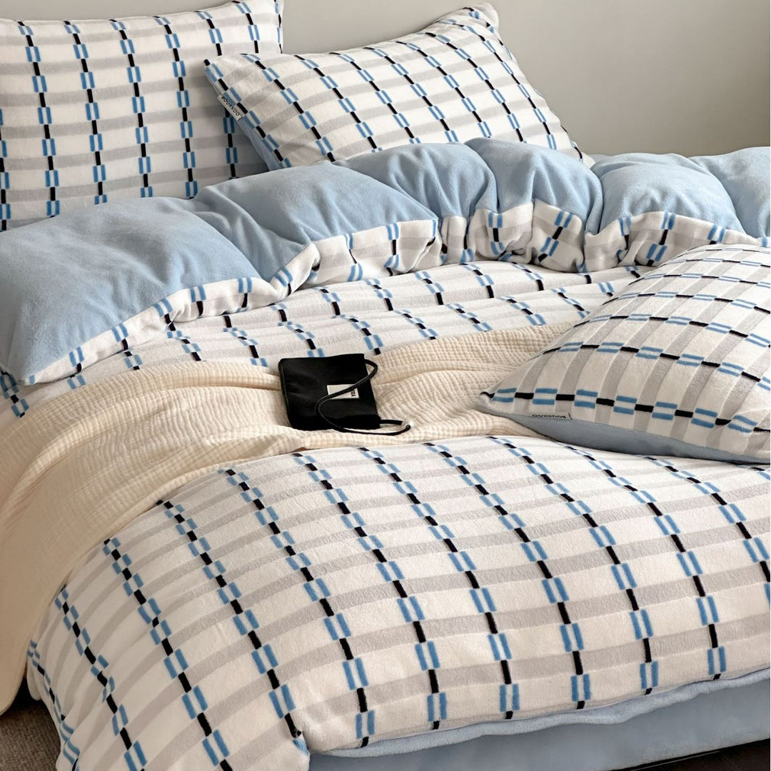 Brushed Cotton Checked Duvet Cover and Pillowcase Set