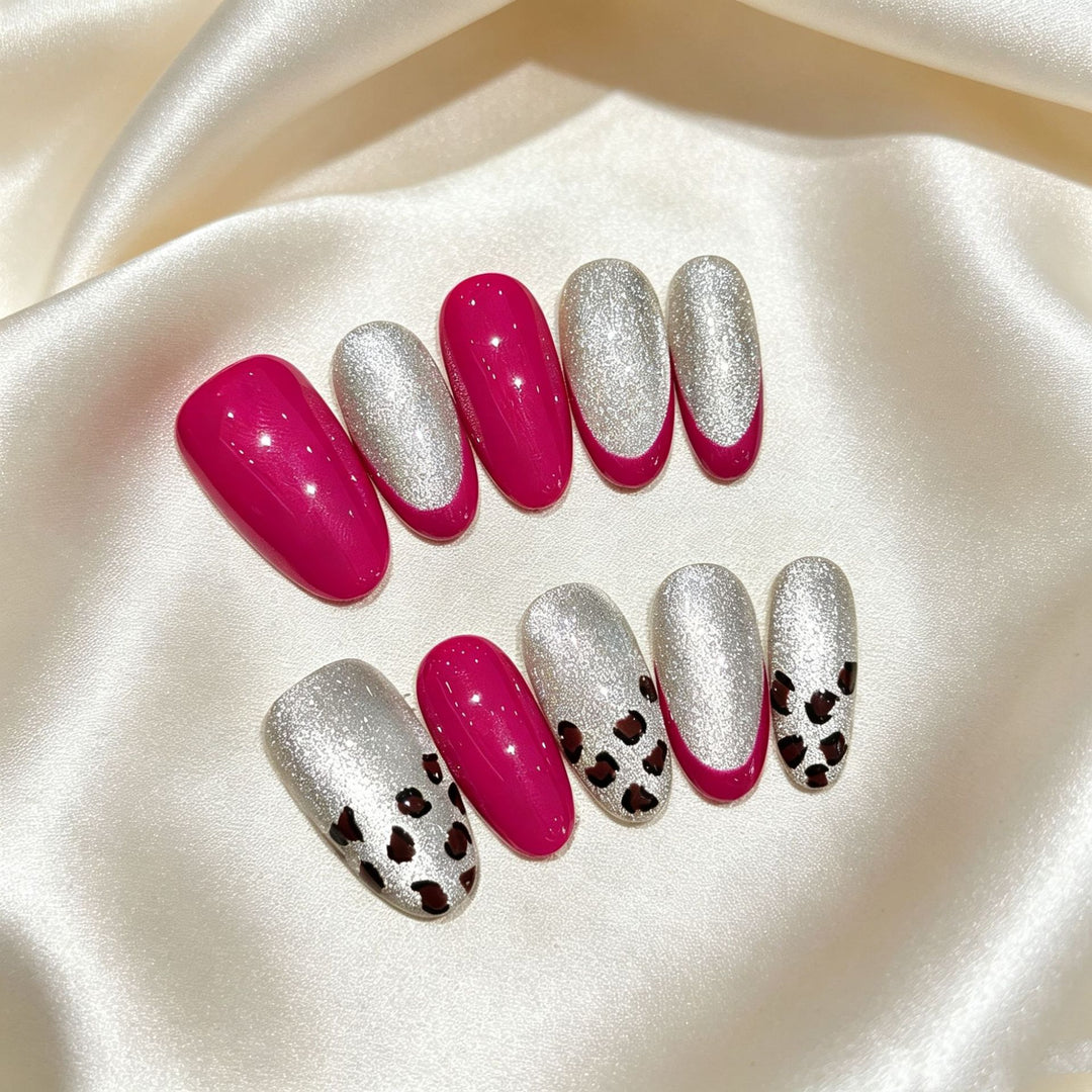 Decorative Press-On Nail Art Set with Glamorous Glitter Accents