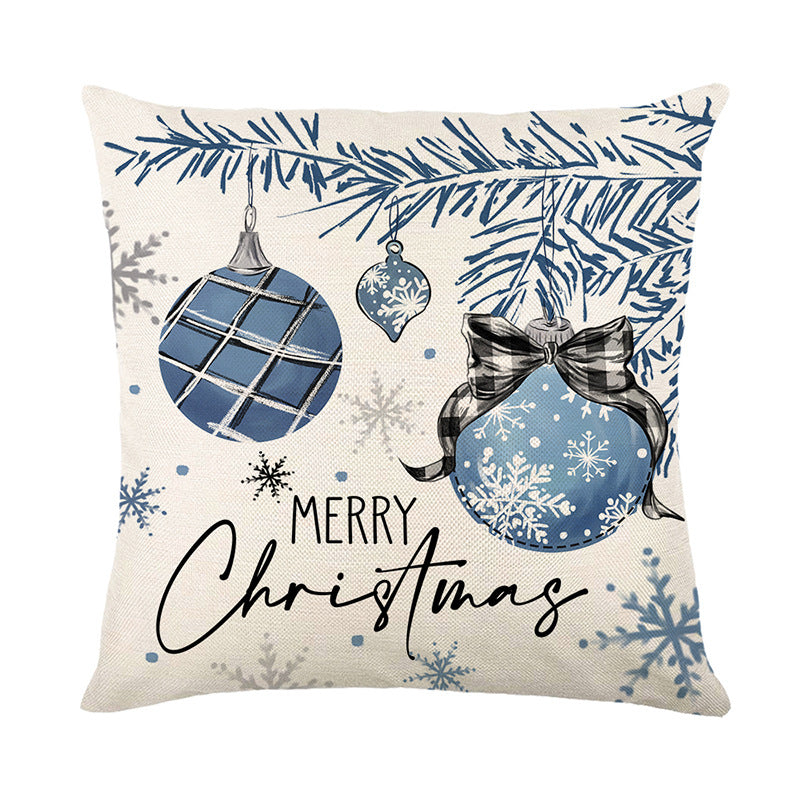 Square Holiday Decorative Pillow Cover with Snowflake Ornament Illustration & Concealed Zip