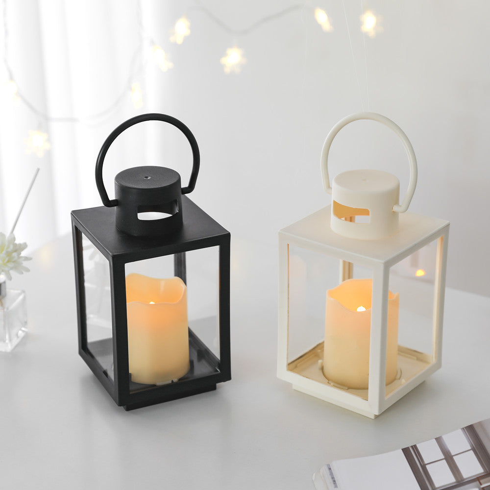 Portable Rectangular Metal Frame Glass-Panel LED Flameless Candle Lantern Stornfield