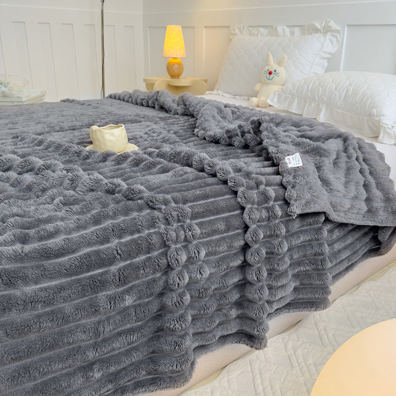 Women High-pile Cozy Blanket with Wave Pattern Stornfield