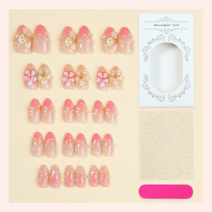 Artificial nail set with floral details and elegant design Stornfield