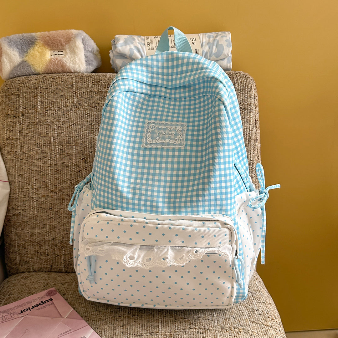 Charming Gingham Print School Backpack Stornfield