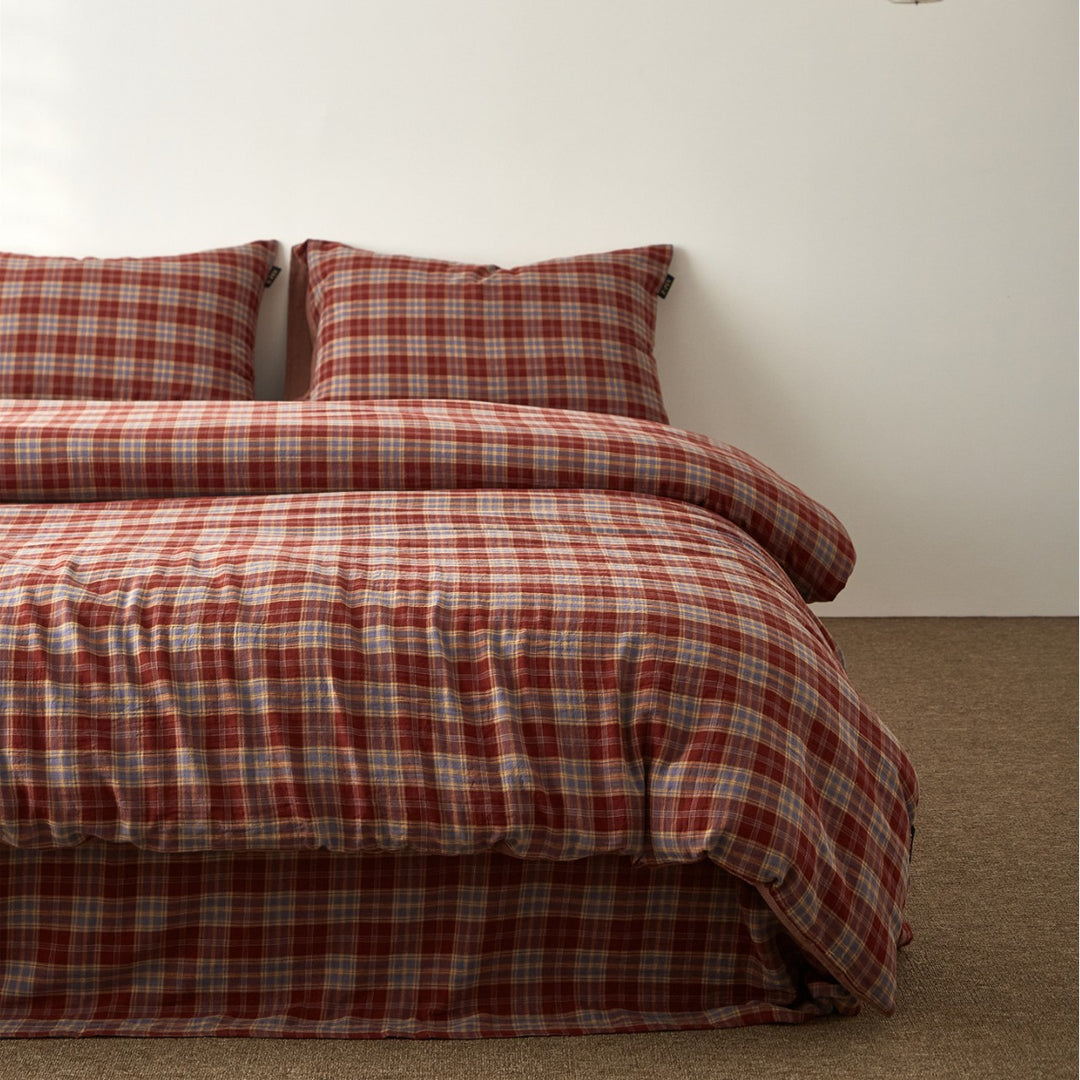 Stonewashed Linen-Blend Duvet Cover Set with Deep-Pocket Skirt & Envelope Shams