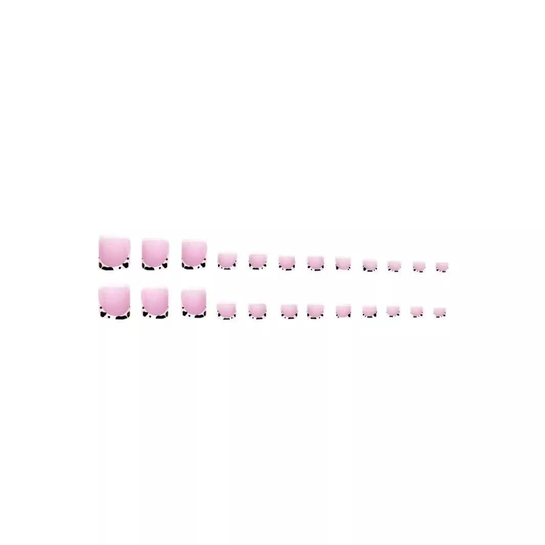 French Tip Press-On Nail Art with Cow Print Accents Stornfield
