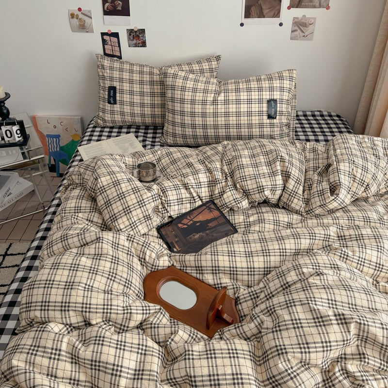 Premium Plaid Cotton Comforter Set