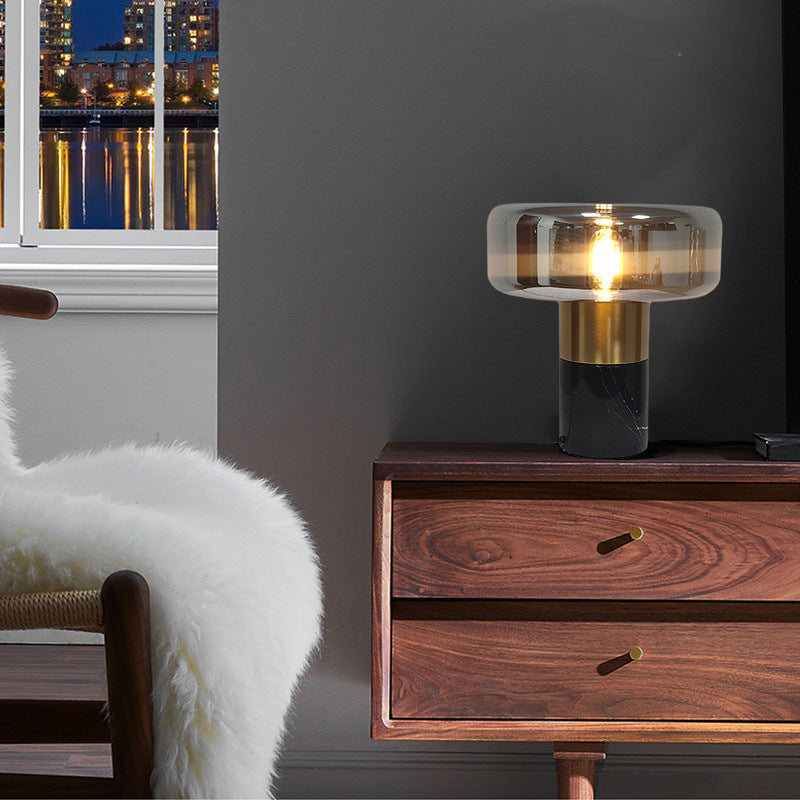 Modern Glass Table Lamp with Gold Accent