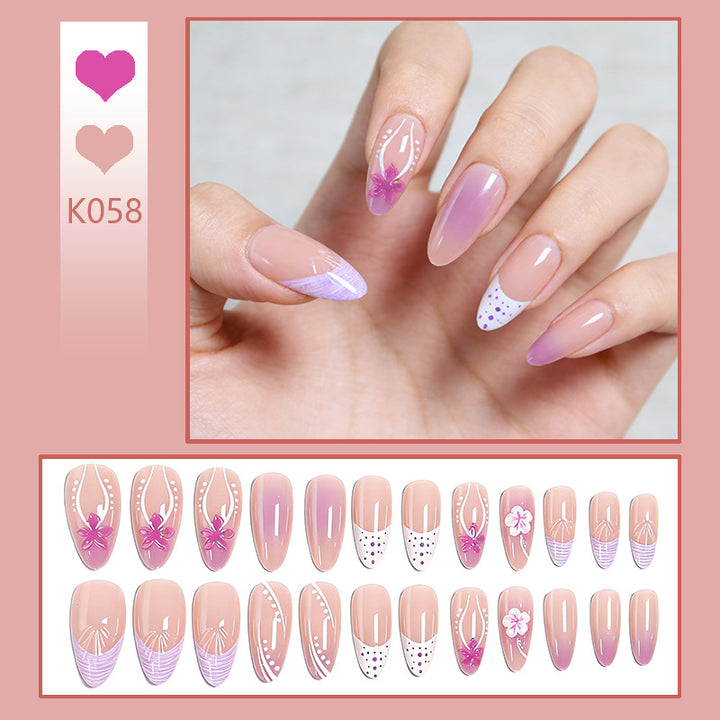 Artifical nails with delicate floral and geometric patterns Stornfield