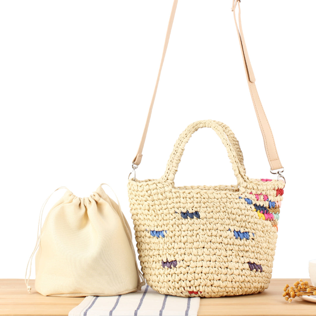 Handbag Made from Handcrafted Natural Material with Colorful Accent Stornfield