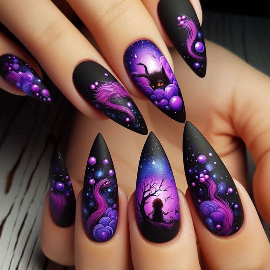 Fantasy-Inspired Stiletto Nail Art Extensions Stornfield