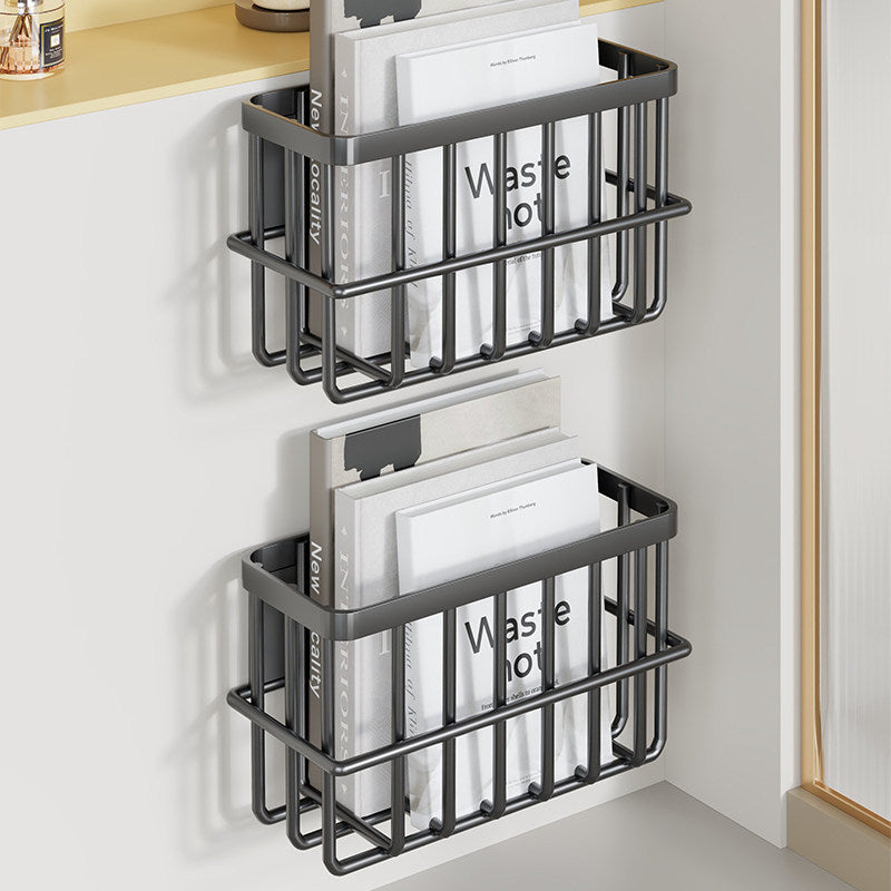 Slim Modular Wall-Mounted Rust-Resistant Metal Magazine and Document Basket