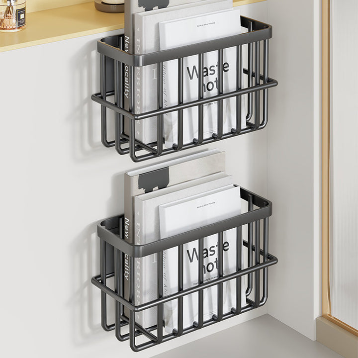 Slim Modular Wall-Mounted Rust-Resistant Metal Magazine and Document Basket