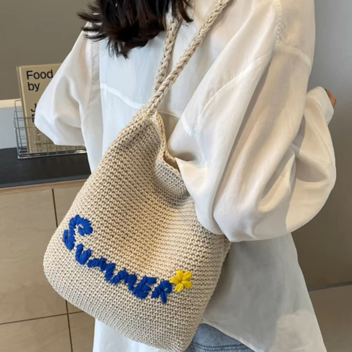 Handcrafted cotton bag with cheerful summer motif Stornfield