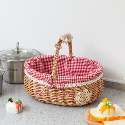 Women braided storage basket with decorative inner lining Stornfield