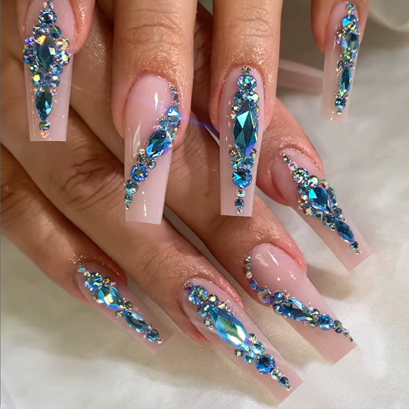 Decorative Press-On Nail Art Set with Gemstone Accents Stornfield