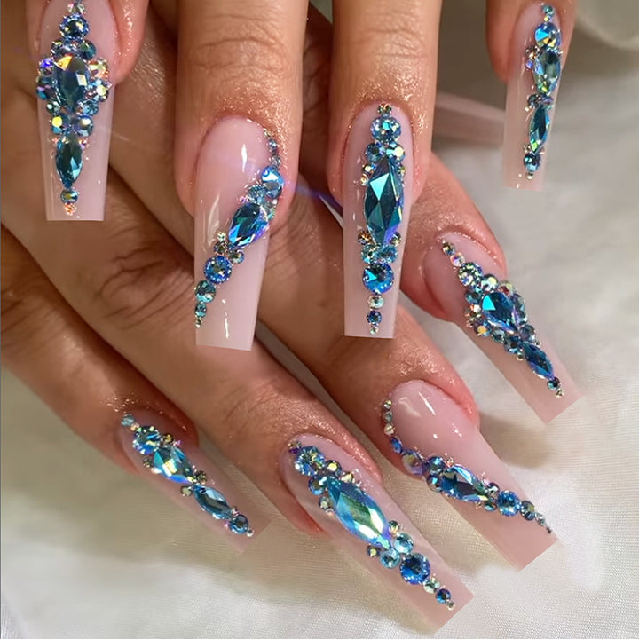 Decorative Press-On Nail Art Set with Gemstone Accents Stornfield