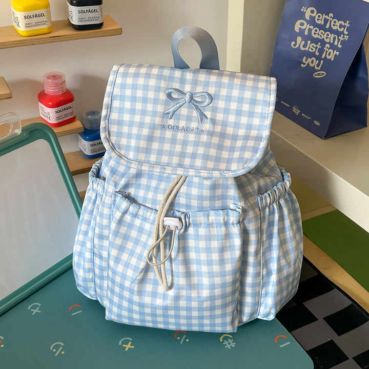 Cute Checked Patterned Drawstring Backpack Stornfield