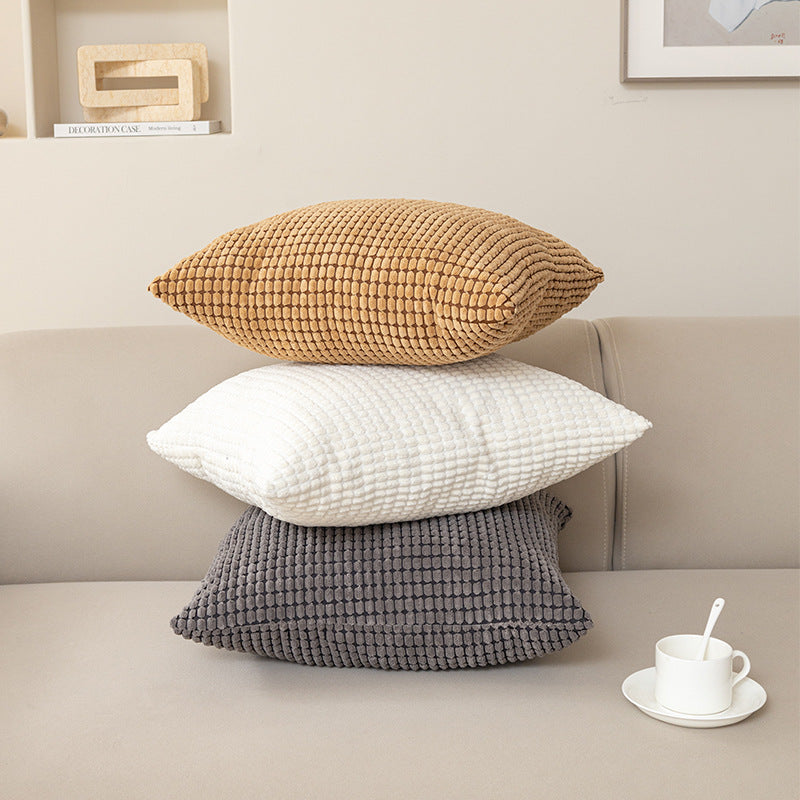 Plush Waffle-Texture Square Throw Pillow Cushion