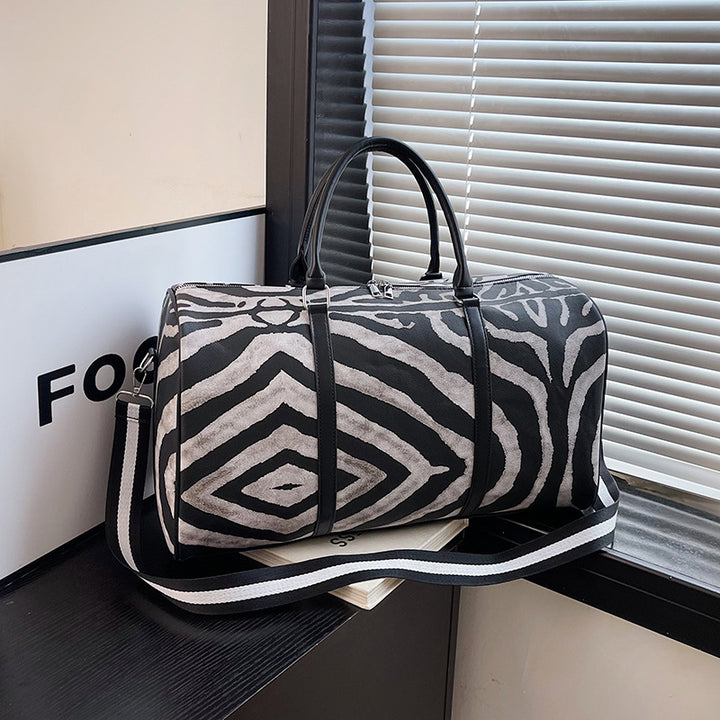 Sporty travel bag in trendy zebra pattern Stornfield