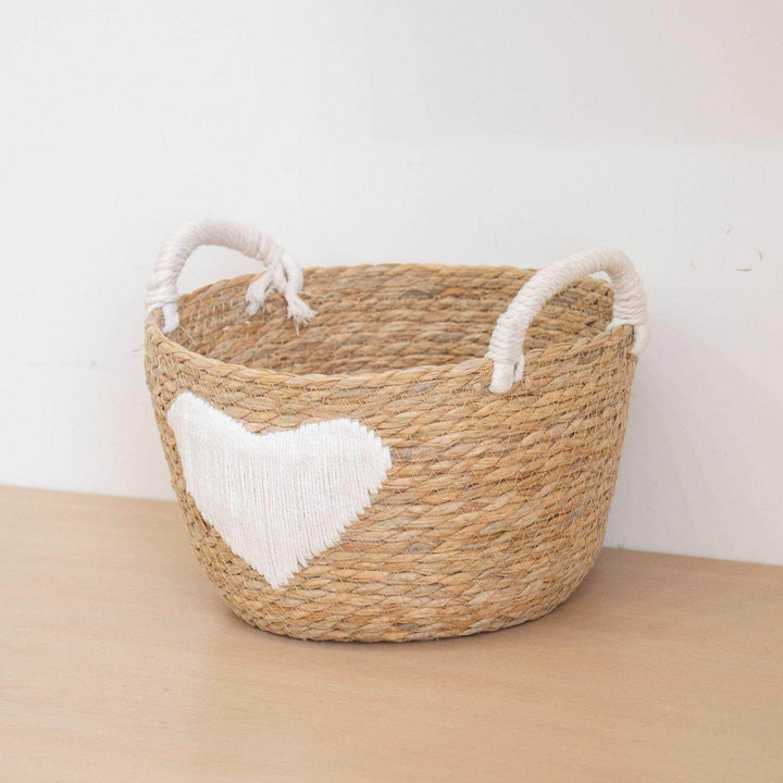 Handwoven storage basket with heart design Stornfield